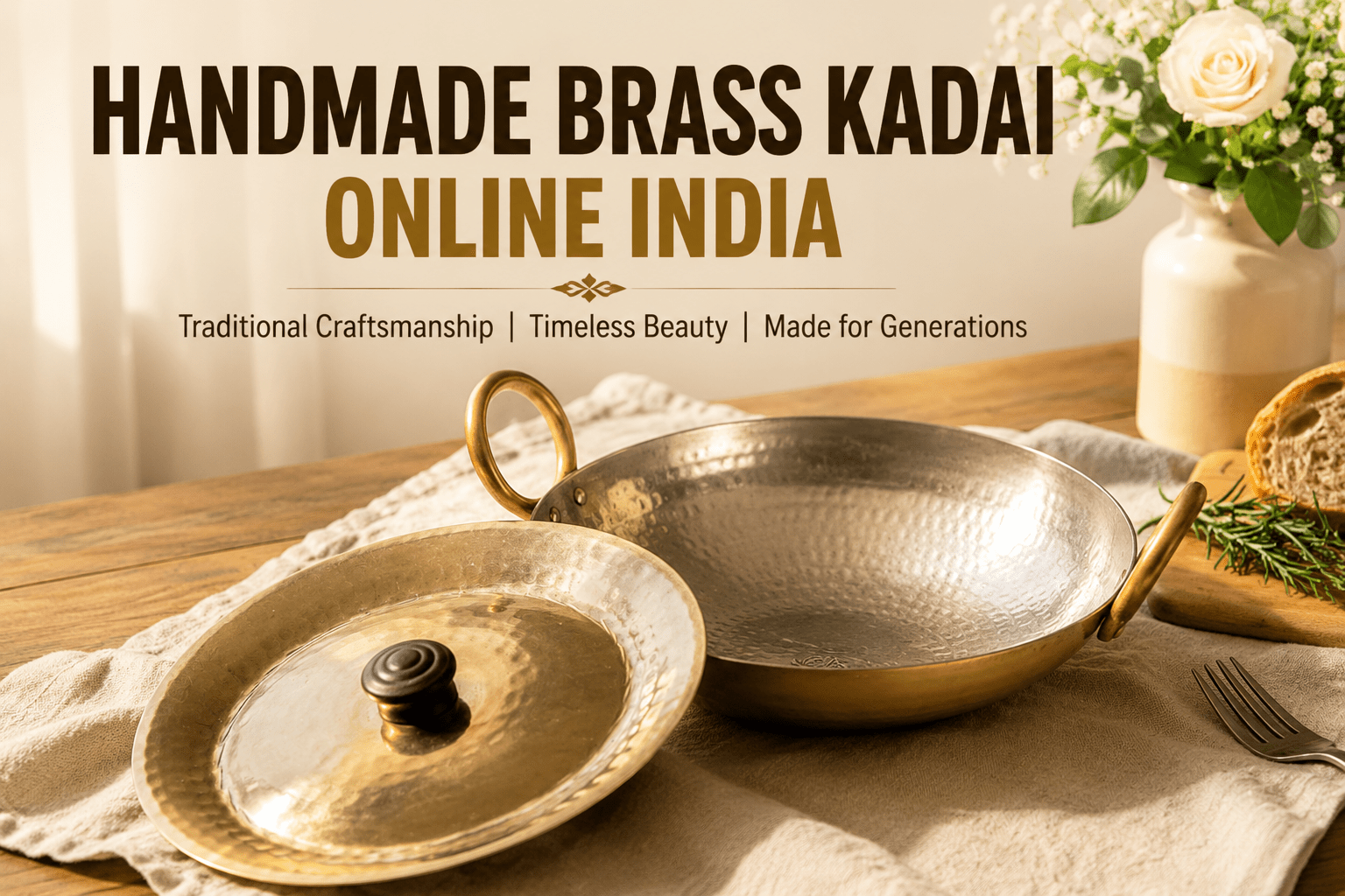Handmade Brass Kadai Online India | Traditional Brass Cookware Collection - Royalstuffs.com
