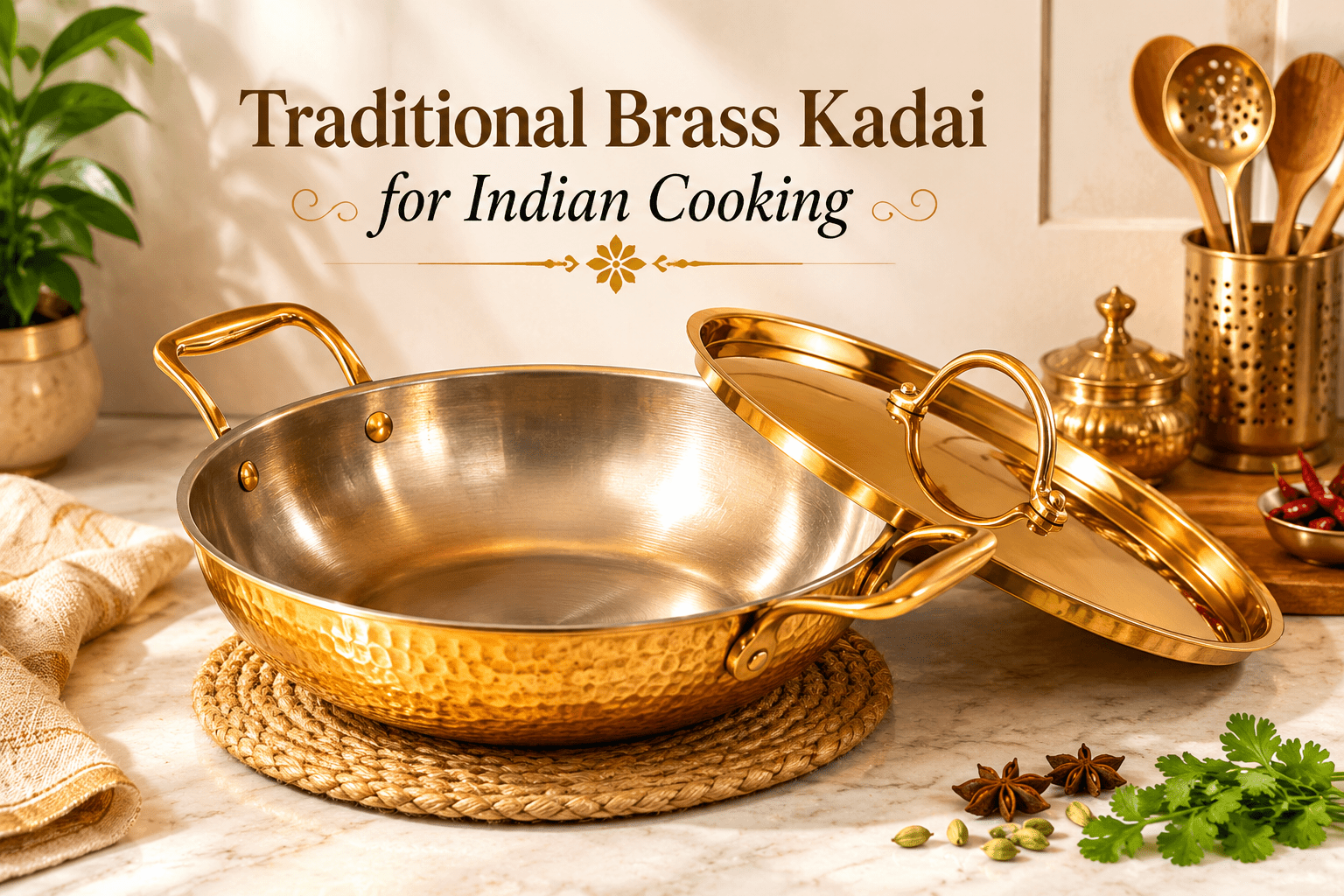Traditional Brass Kadai for Indian Cooking | Timeless Kitchen Essential - Royalstuffs.com
