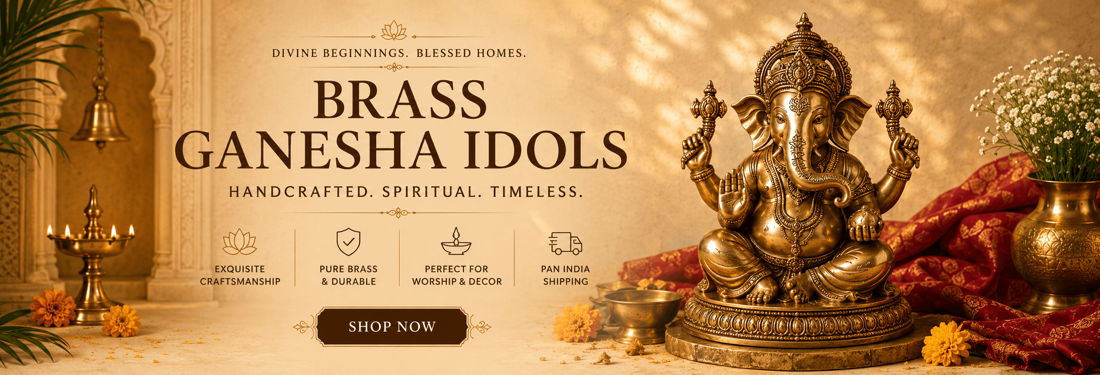 Brass Ganesha Idols - Royalstuffs.com