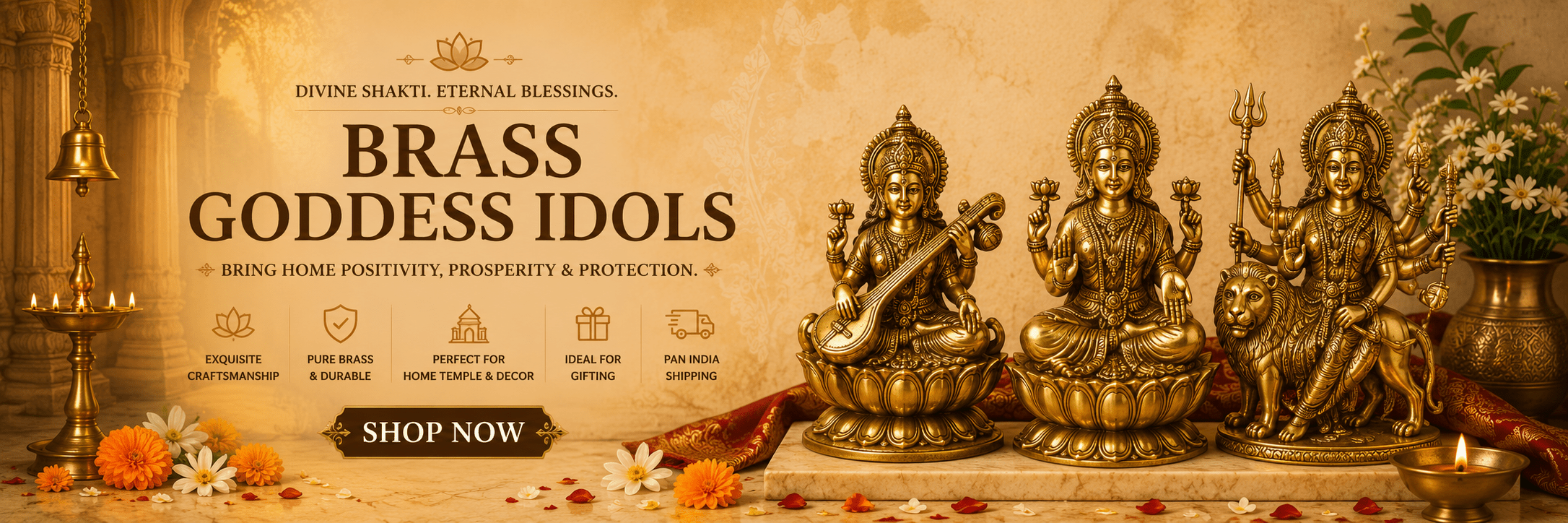 Brass Goddess Idols - Royalstuffs.com
