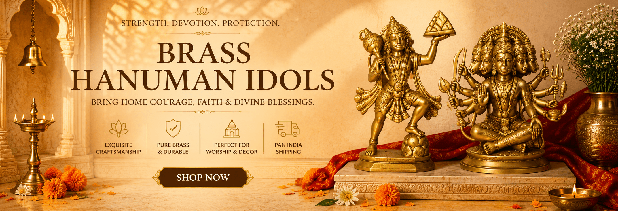 Brass Hanuman Idols - Royalstuffs.com