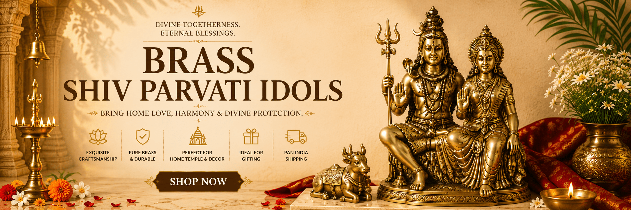 Brass Shiv Parvati Idols - Royalstuffs.com