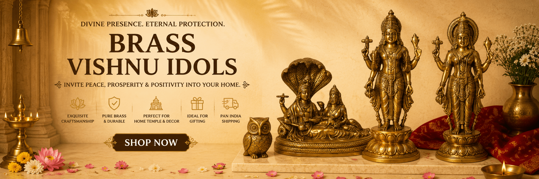 Brass Vishnu Idols - Royalstuffs.com