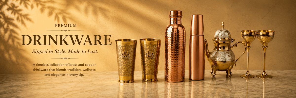 Premium Brass, Copper & Kansa Drinkware Collection - Royalstuffs.com