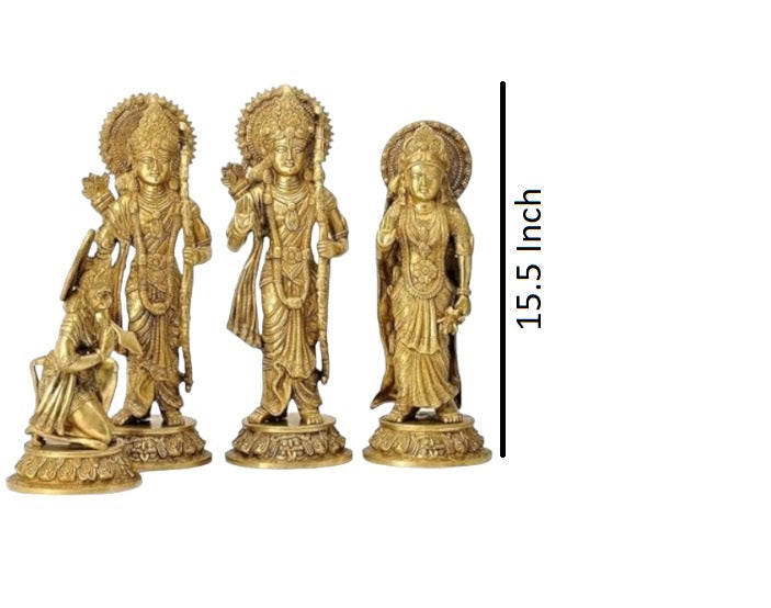 Shri Ram Darbar Brass Statue Set (Rama, Sita, Lakshman, Hanuman),Height:15.5 Inch,Weight:17.7 Kg.