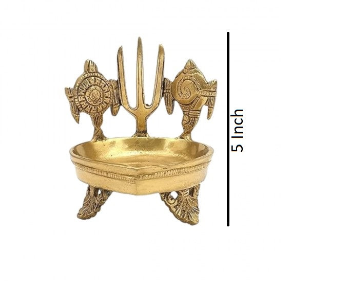 Shanku Chakra Namah Deepam Brass/diyas Height 5 inches high Quality & Kuber Depam,Heavy Brass Diya for Diwali Pooja - Lamps/Diya/VILAKKU,Weight:800 Gram