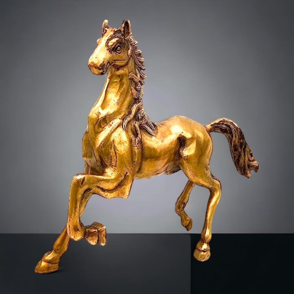  ROYALSTUFFS Brass Running Horse Showpiece Statues, Height : 11 inches