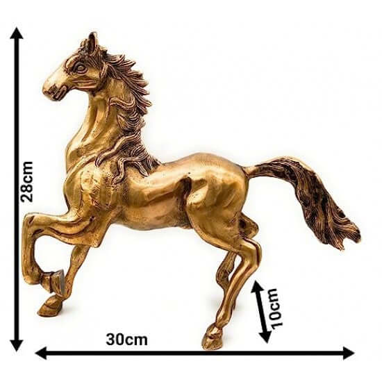 ROYALSTUFFS Brass Running Horse Showpiece Statues, Height : 11 inches