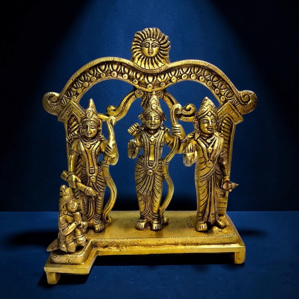 10-Inch Handmade Pure Brass Ram Darbar Idol - 2 kg - Royalstuffs.com