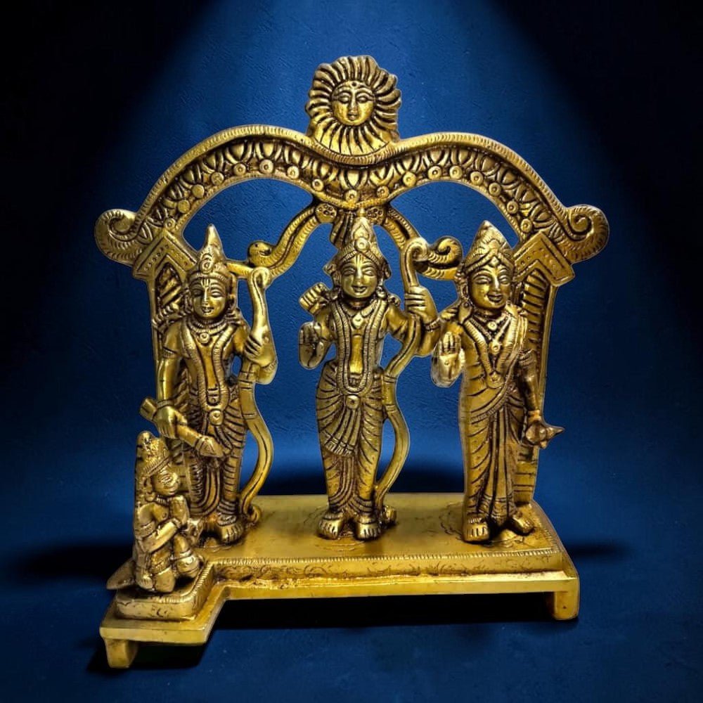 10-Inch Handmade Pure Brass Ram Darbar Idol - 2 kg - Royalstuffs.com