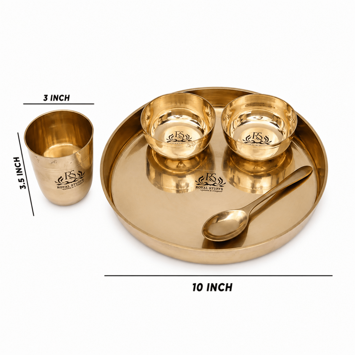 10 Inch Pure Kansa Dinner Set – 5 Pieces - Royalstuffs.com