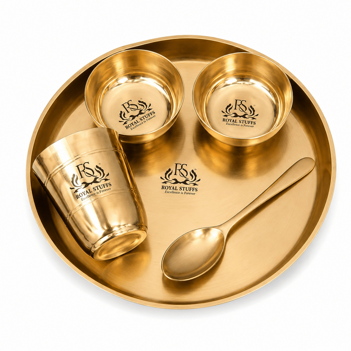 10 Inch Pure Kansa Dinner Set – 5 Pieces - Royalstuffs.com