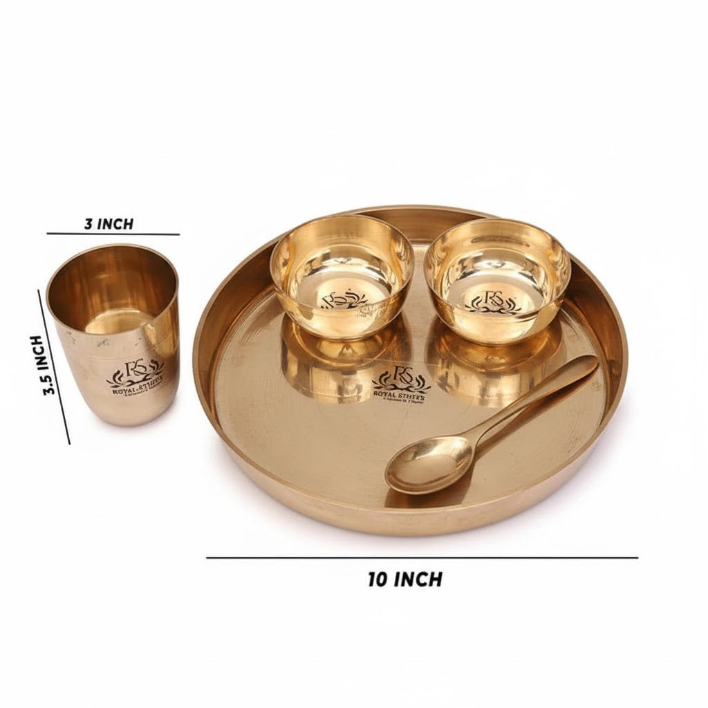 10 Inch Pure Kansa Dinner Set – 5 Pieces - Royalstuffs.com