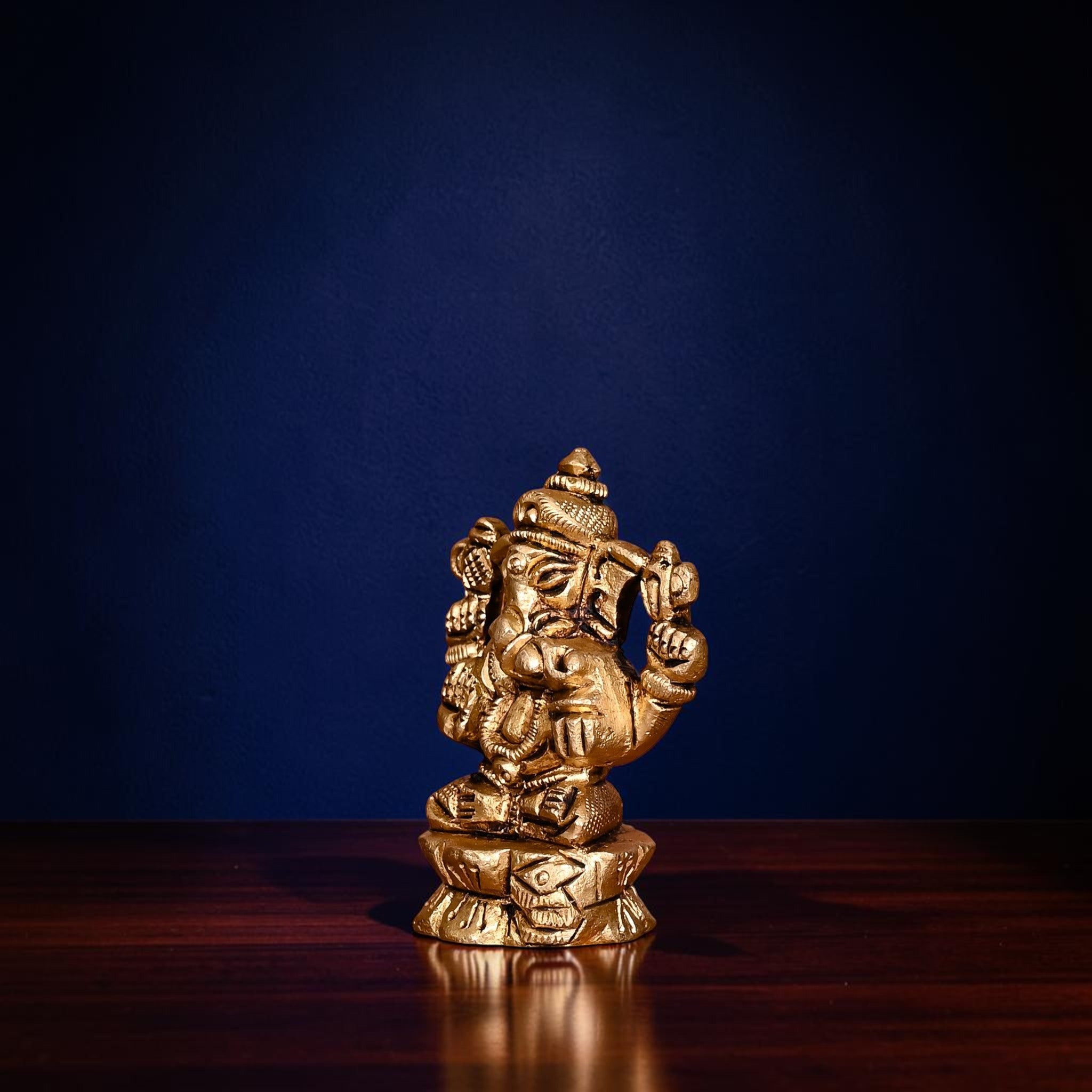 Handcrafted Brass Blessing Sitting Ganesha Idol (2.2 Inch) | RoyalStuffs