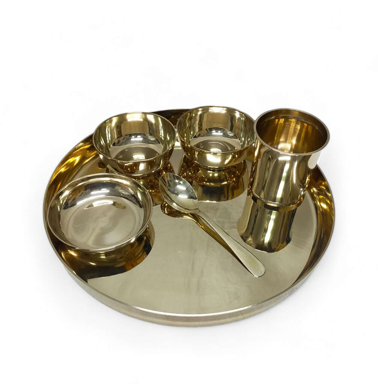 11.5-Inch Kansa Thali Set - Shine - Royalstuffs.com