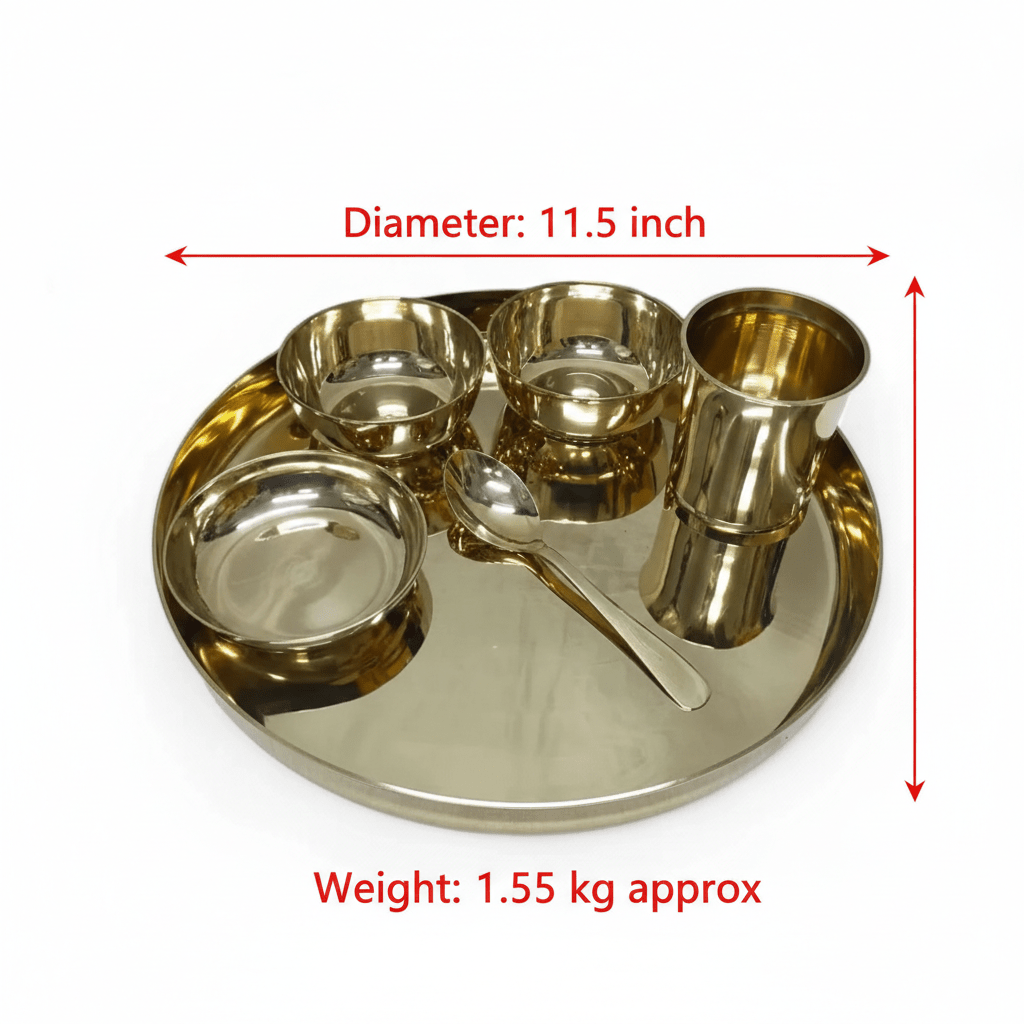 11.5-Inch Kansa Thali Set - Shine - Royalstuffs.com