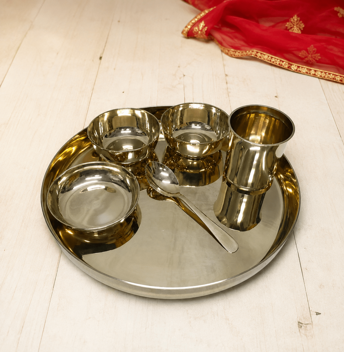 11.5-Inch Kansa Thali Set - Shine - Royalstuffs.com