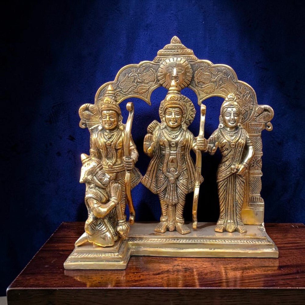 12-Inch Handmade Pure Brass Ram Darbar Idol - 4KG - Royalstuffs.com