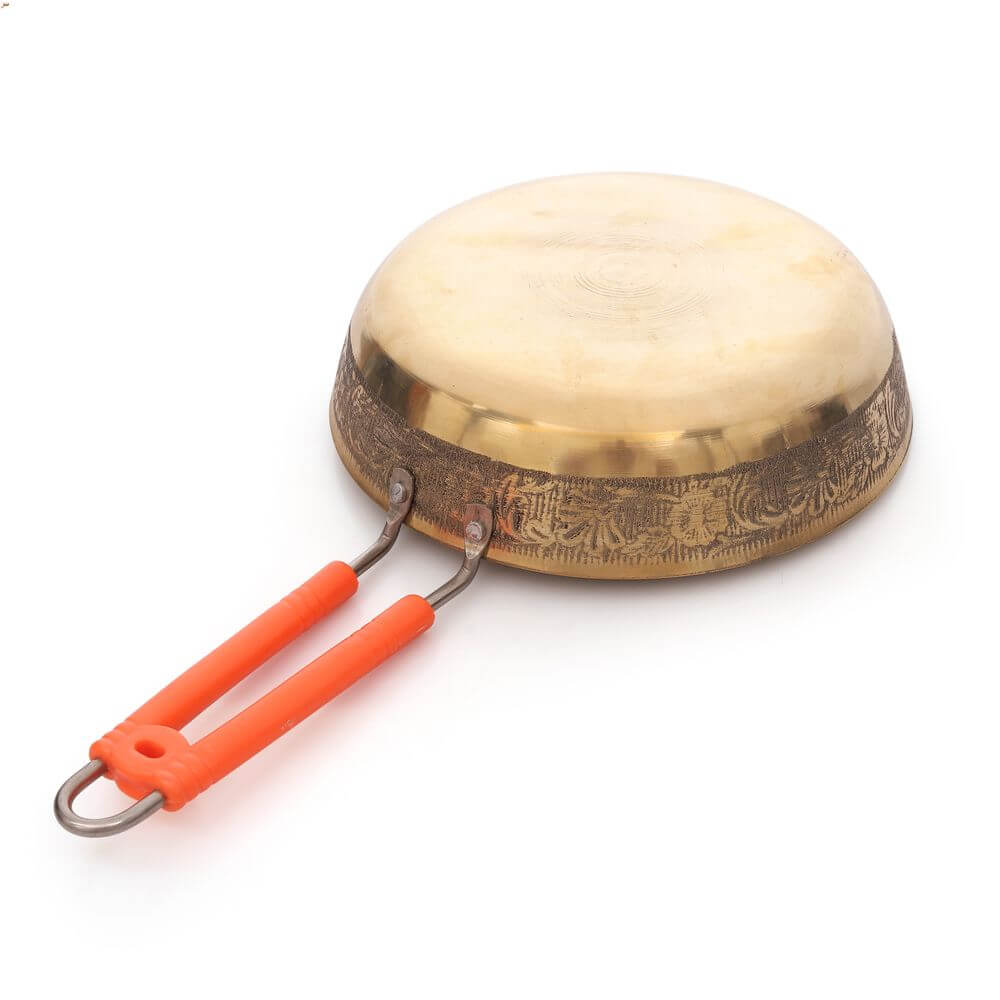 1500 ML Pure Brass Frying pan for Cooking & Serving Brassware Dinnerware - Royalstuffs.com