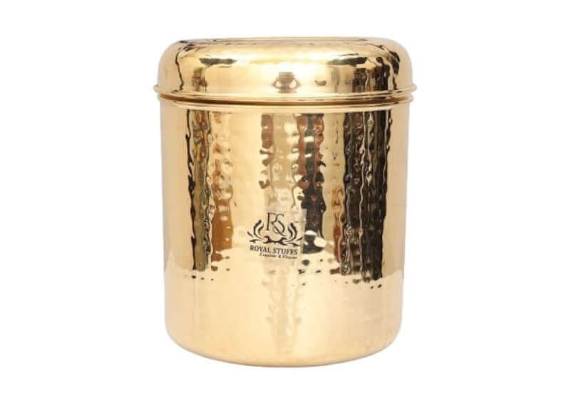 ROYALSTUFFS 5 Liter Brass Kitchen Storage Box, Kitchen Organizer Box, Kitchen Essentials Storage Container, Weight : 1360 Gram