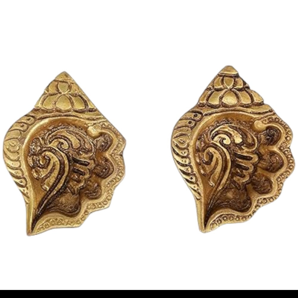 Set Of 2 Brass  Diya For Puja /Table Decorative Showpiece - 2.5 cm  (Brass, Gold),Weight:400 Gram