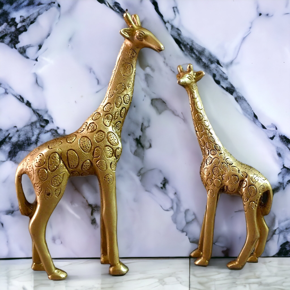 Decorative Brass Giraffe and Calf Statue, Home decor