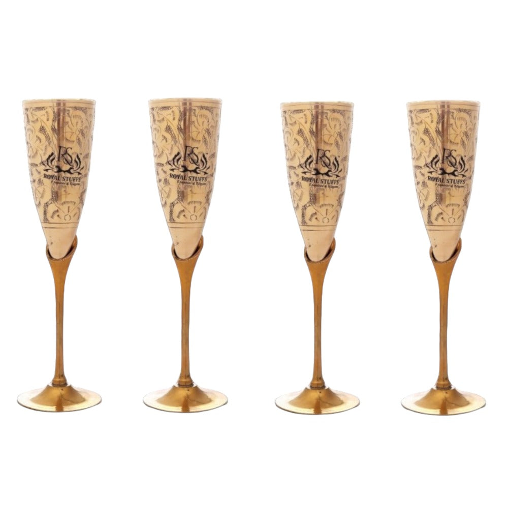 Brass Wine Goblet Chalice Vintage Fantasy Embossed Glasses Cup Wedding & Gothic with Classic Packing Pack 4