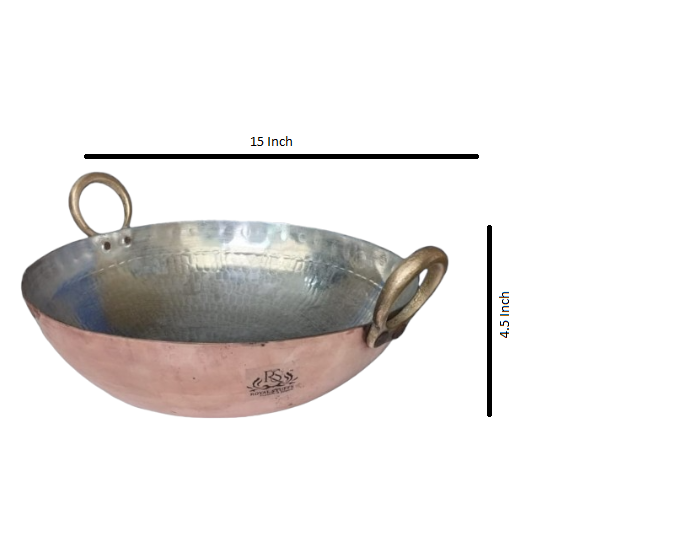  2 Liter Copper Kadai Multi Purpose Hammered Kadhai for Cooking ,Capacity:,Weight: 2.7 kg