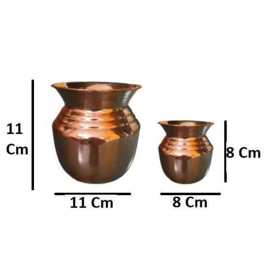 Set of 2 Copper lota, kalash for Drinking water and pooja, Copper Kalash