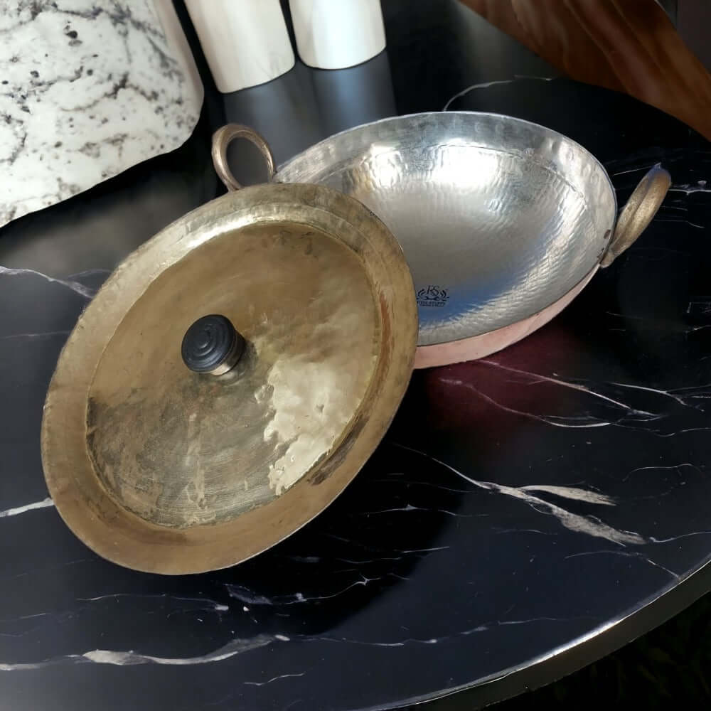 2 Liter Copper Kadai Multi Purpose Hammered Kadhai for Cooking ,Capacity:,Weight: 2.7 kg - Royalstuffs.com