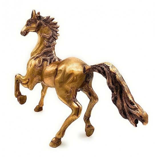 ROYALSTUFFS Brass Running Horse Showpiece Statues, Height : 11 inches
