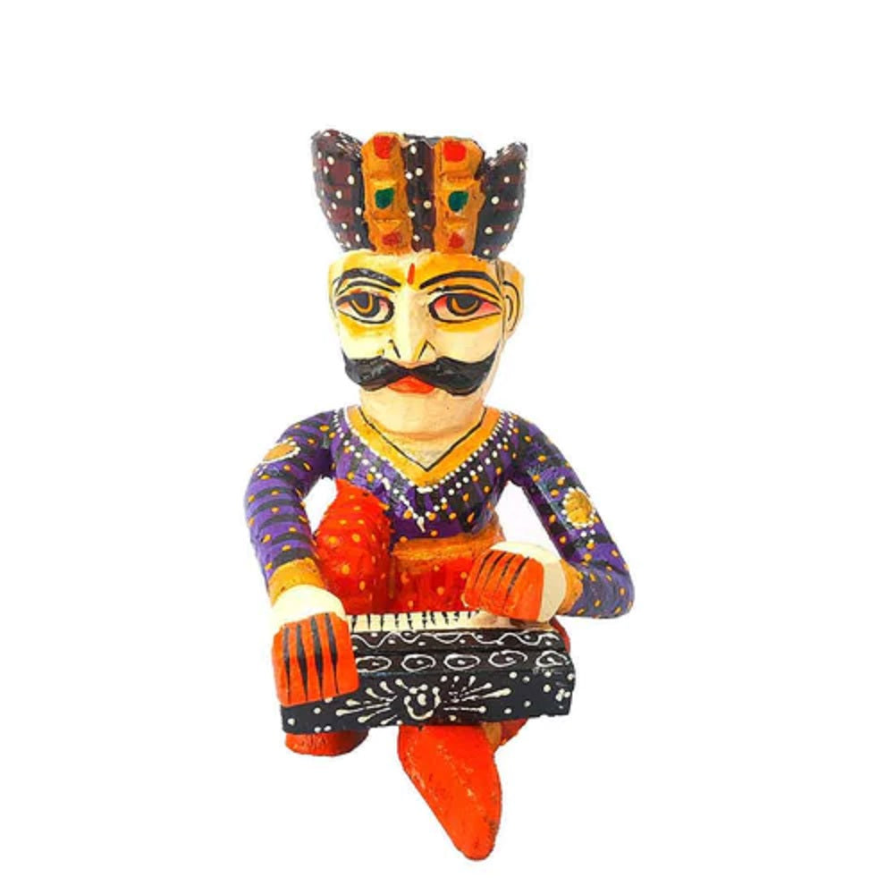 Set of 5 Royal Rajasthani Musician Wooden Showpiece - For Table & Home Decor - 6 Inch 