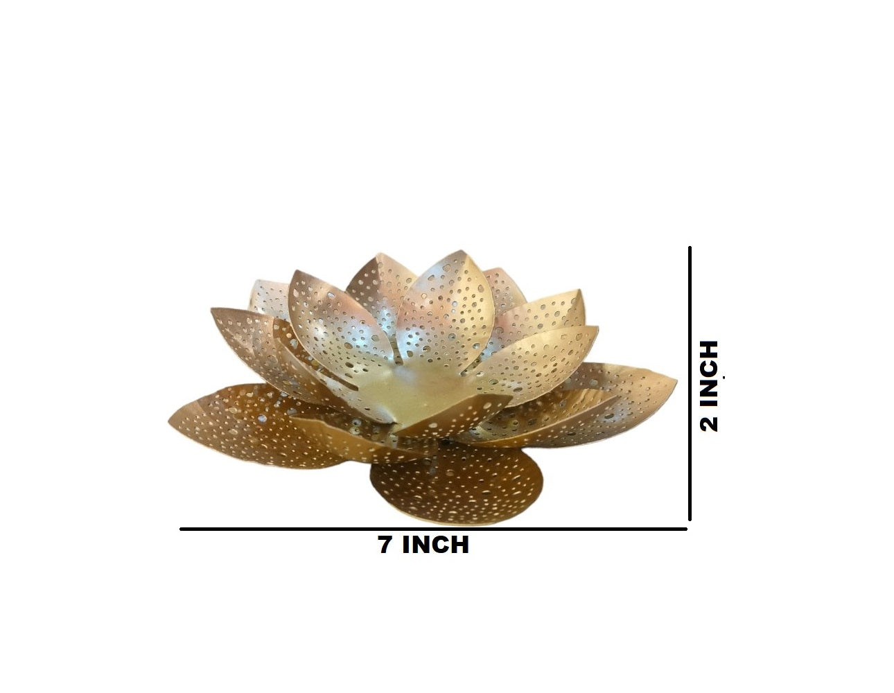 ROYALSTUFFS Lotus -3 Layer Flower Candle Holder – Matte Gold ( 8×2 inches )