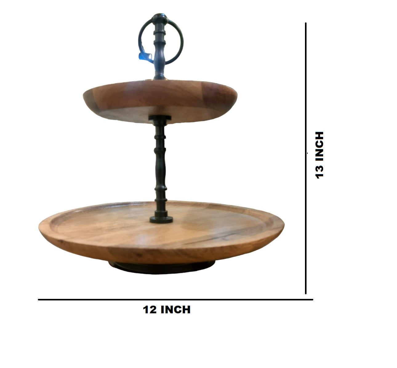 ROYALSTUFFS 2 Tier Wooden Cake Stand – Natural Polished (12 Inch)