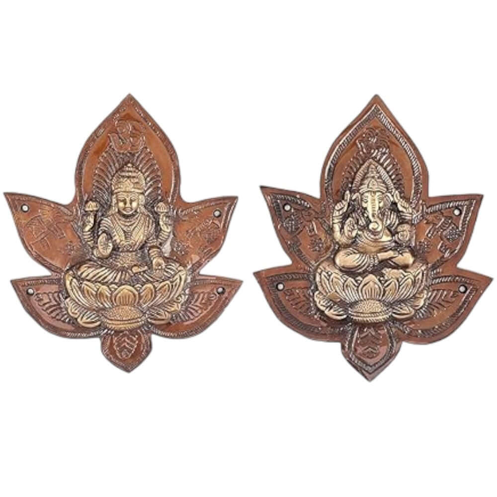 Heavy Brass Lakshmi Ganesh Patta Wall and Door Hanging Showpiece Brass Antique Unique Design