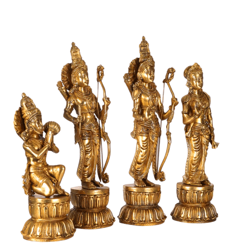 Very Huge and Heavy Brass Ram Darbar Murti Rama Sita Lakshman Hanuman Statue