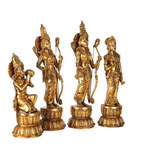 Very Huge and Heavy Brass Ram Darbar Murti Rama Sita Lakshman Hanuman Statue 