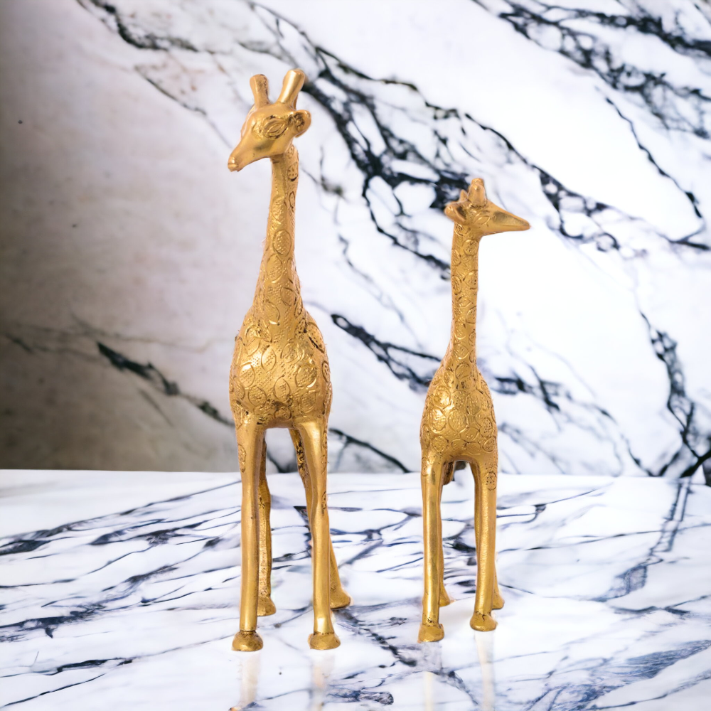 Decorative Brass Giraffe and Calf Statue, Home decor