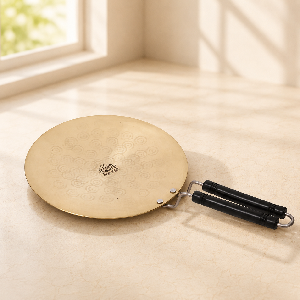 Heavy Weighted Brass Tawa/Tawa for Roti/Chapati/Naan with Double Handle