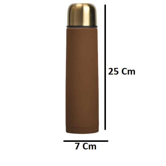 Stainless Steel Vacuum Insulated Flask Hot and Cold Water Bottle, Soft Touch Finish(500ML, Brown Colour)