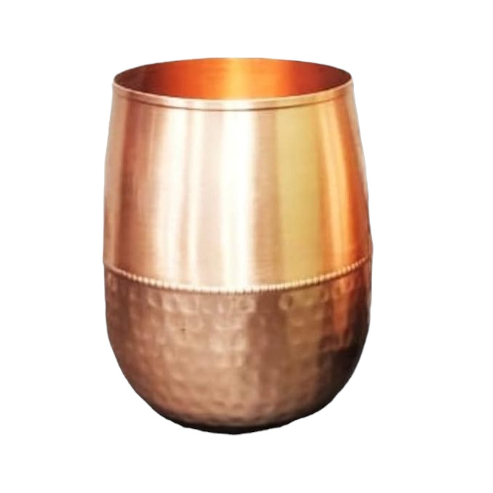 Metal Dholak Shaped Copper Water Glass 100% Pure Tamba Glass BPA Free for Drinking & Serving Set of 2 Piece(200ml),Weight:260 Gram