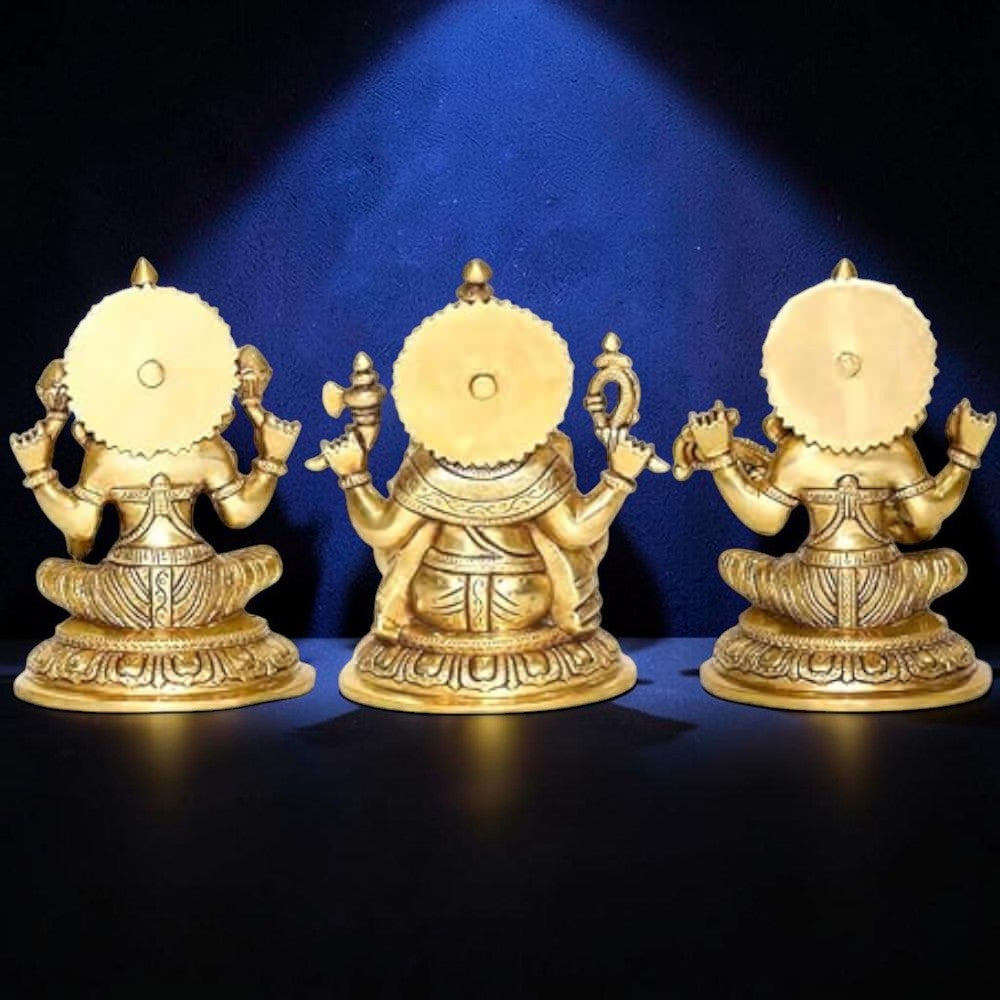Brass Ganesha, Lakshmi, and Saraswathi Big Statue Set-Height:10 Inch ,Weight:17 Kg