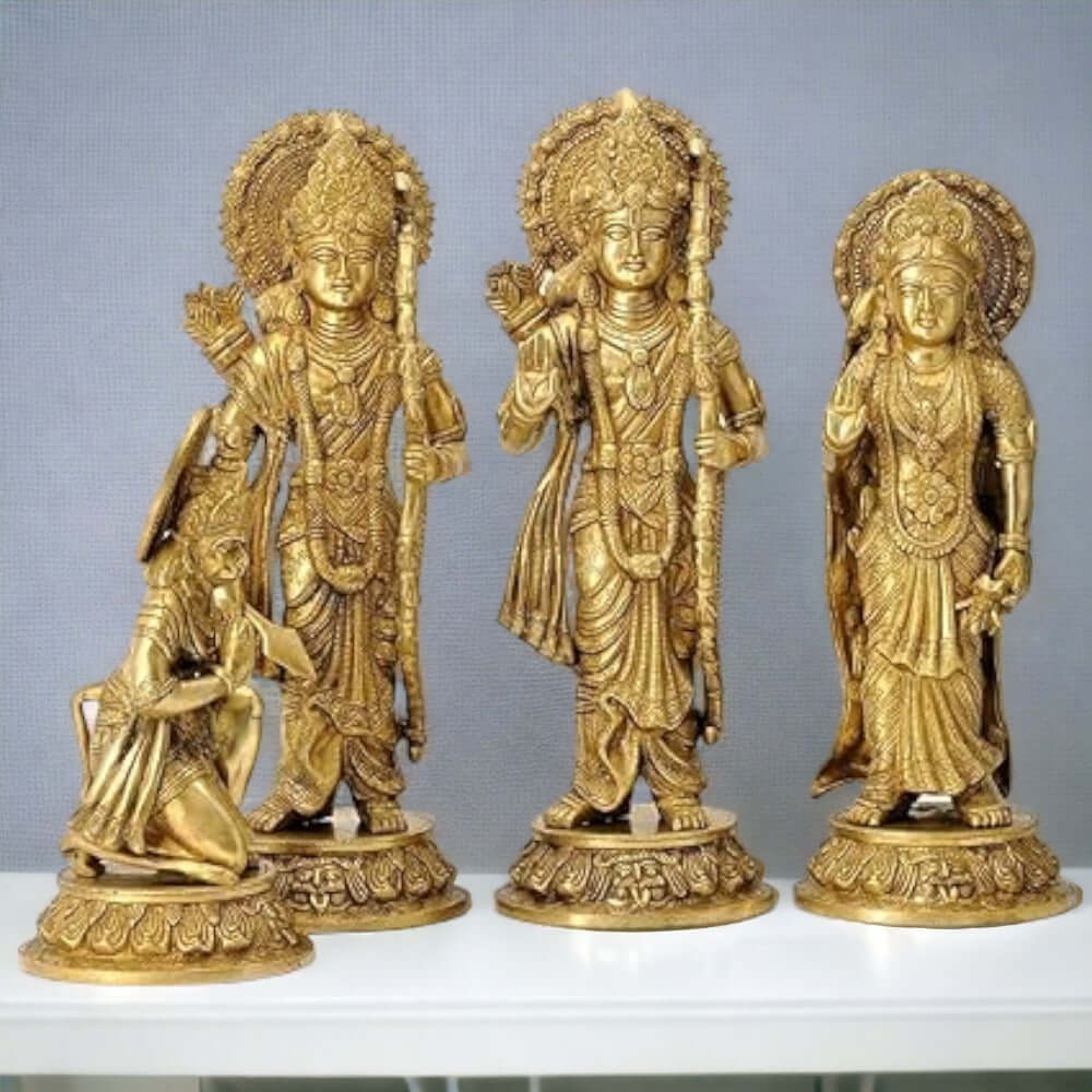 Shri Ram Darbar Brass Statue Set (Rama, Sita, Lakshman, Hanuman),Height:15.5 Inch,Weight:17.7 Kg.