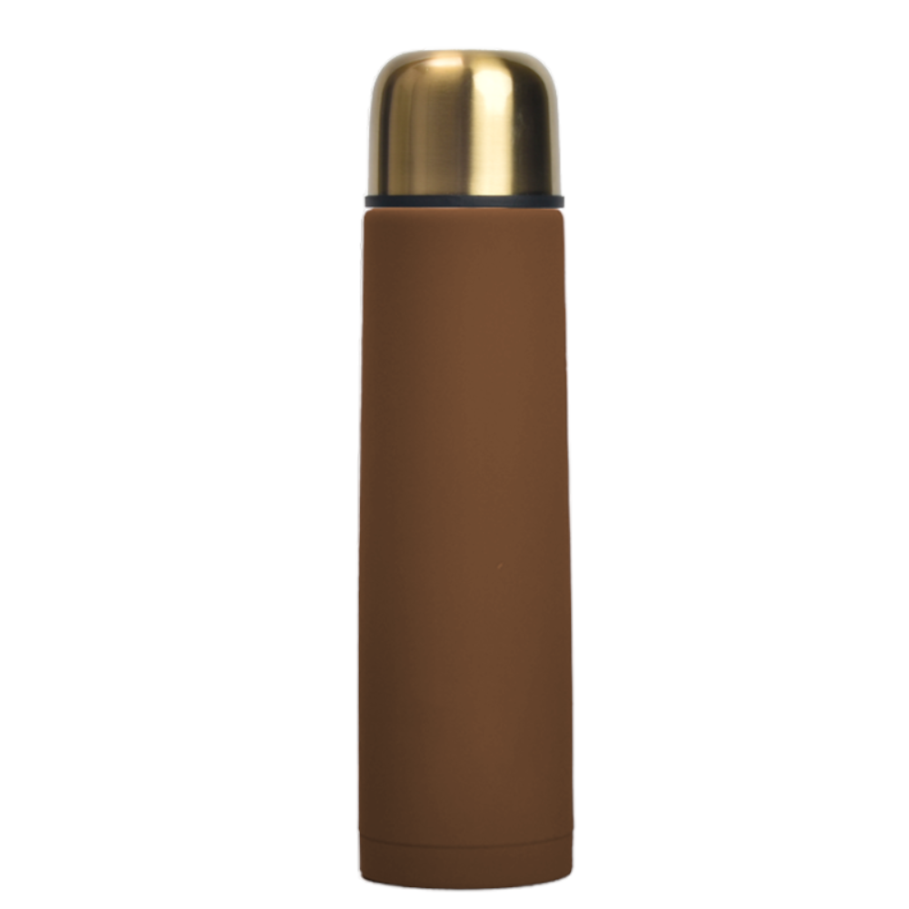 Stainless Steel Vacuum Insulated Flask Hot and Cold Water Bottle, Soft Touch Finish(500ML, Brown Colour)