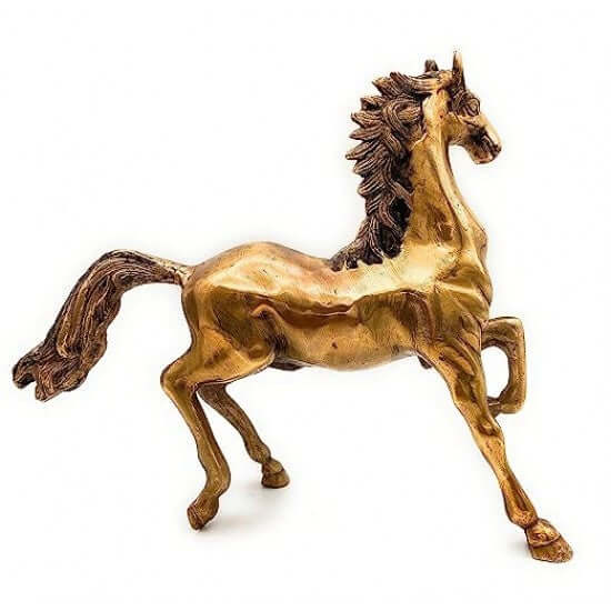 ROYALSTUFFS Brass Running Horse Showpiece Statues, Height : 11 inches