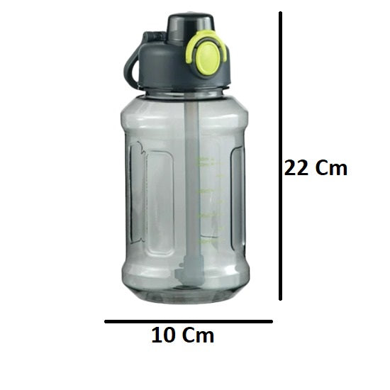 Water Bottle, for Gym, BCAA / Protein Shaker Bottle, 1500 ml each Bottle, (Pack of 2, Black, Plastic)