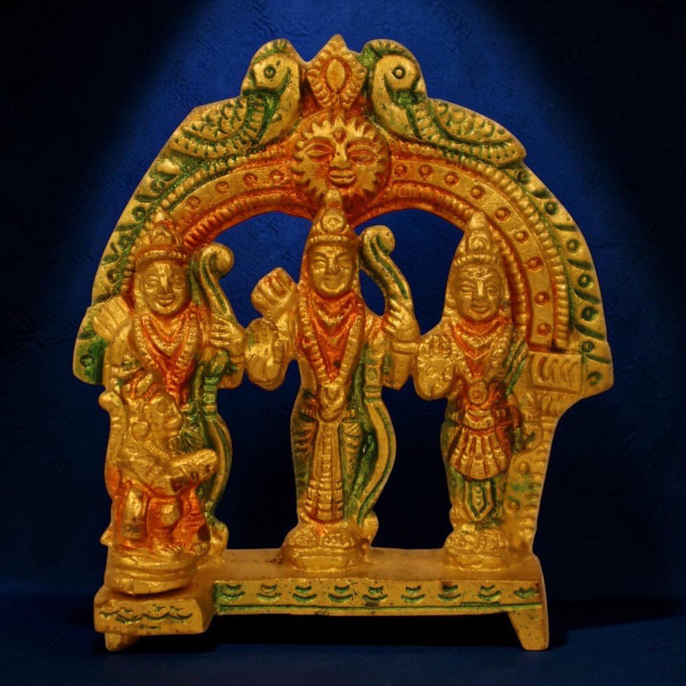 4-Inch Handmade Pure Brass Ram Darbar Idol - Royalstuffs.com