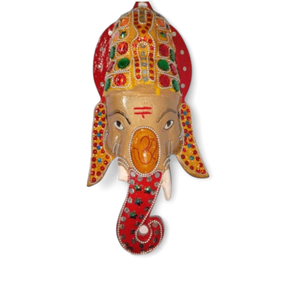 Ganesha Vighnaharta Colored Metal Wall Mask