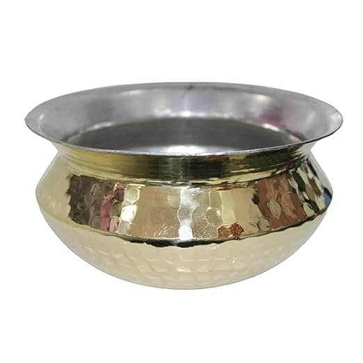 2 liter brass handi pot, handcrafted traditional Indian cookware for rich curries and biryanis.