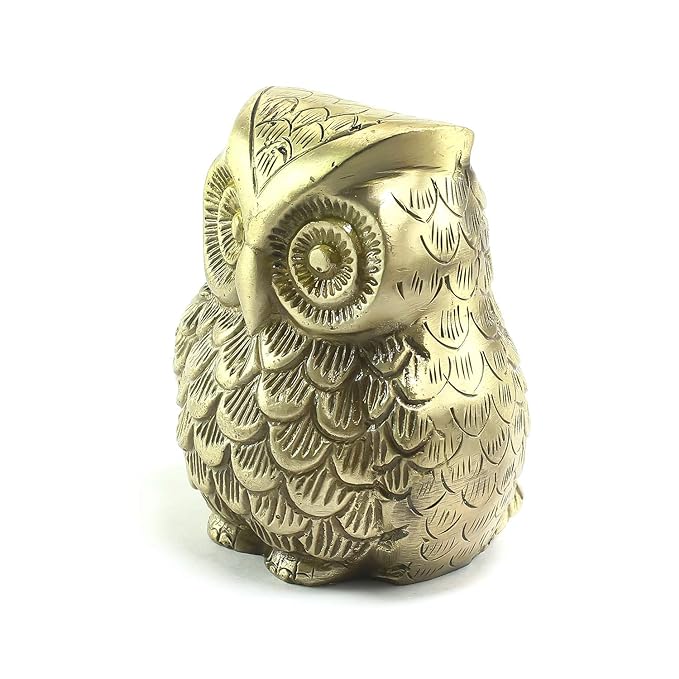 Set of 2 Brass Decorative Owl Showpiece